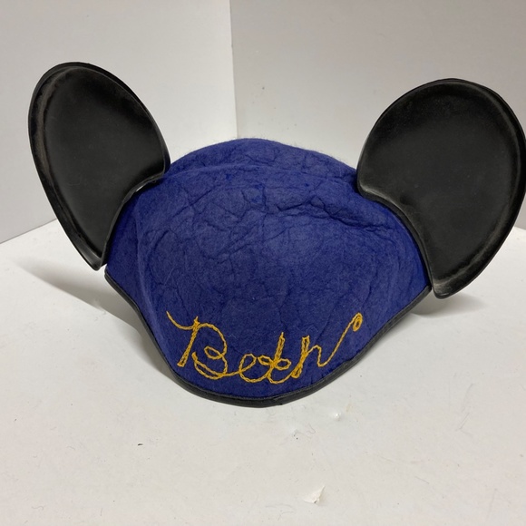 Vintage 90's blue Mickey Mouse Club  flat Disney Ears felt Hat - Picture 2 of 6